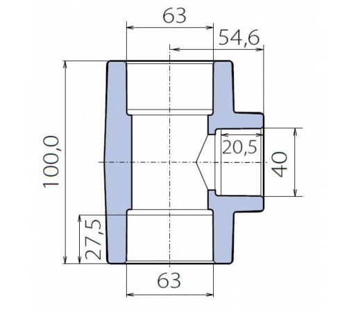 Тройник Ekoplastik 63x40x63 переходной