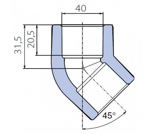 Угольник Ekoplastik 45° 40 мм