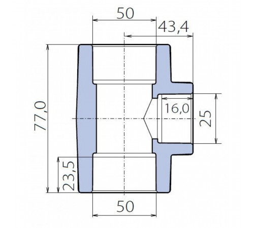 Тройник Ekoplastik 50x25x50 переходной