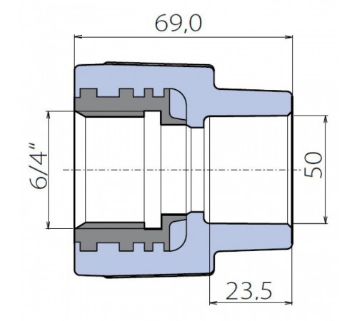 Переходник Ekoplastik 50x6/4 внутренняя резьба