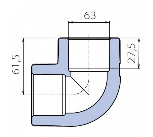 Угольник Ekoplastik 90° 63 мм
