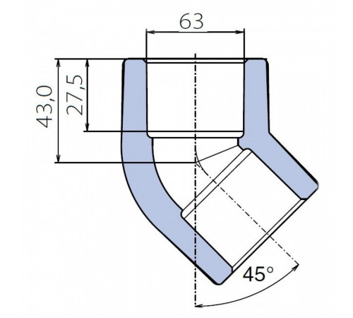 Угольник Ekoplastik 45° 63 мм