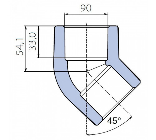 Угольник Ekoplastik 45° 90 мм