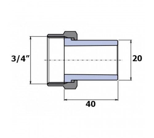 Переходник Ekoplastik 20x3/4 накидная гайка