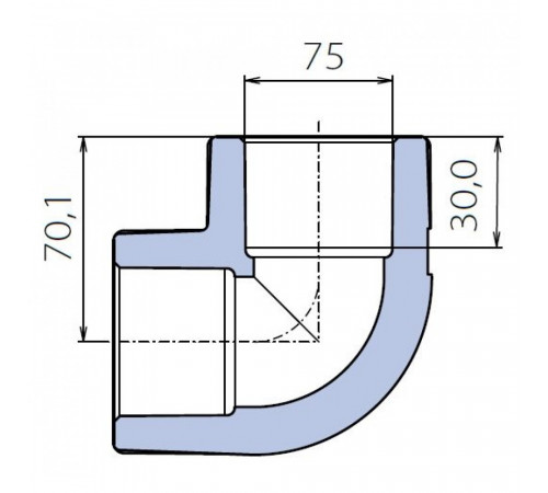 Угольник Ekoplastik 90° 75 мм