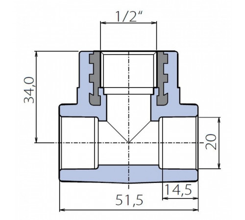 Тройник Ekoplastik 20x1/2x20 внутренняя резьба