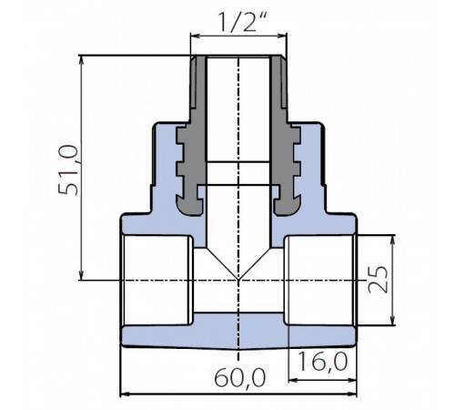Тройник Ekoplastik 25x1/2x25 наружная резьба