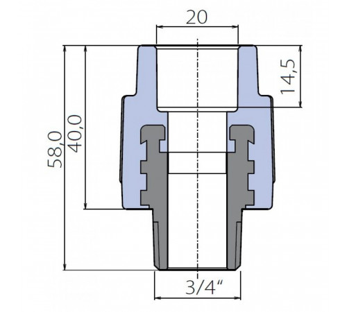 Переходник Ekoplastik 20x3/4 наружная резьба