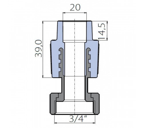 Переходник Ekoplastik 20x3/4 металлическая вставка
