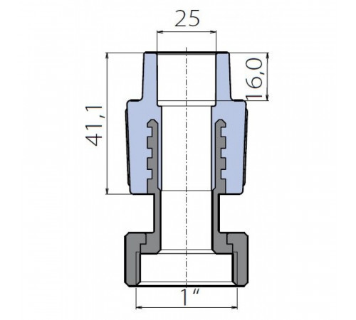Переходник Ekoplastik 25x1 металлическая вставка и накидная гайка