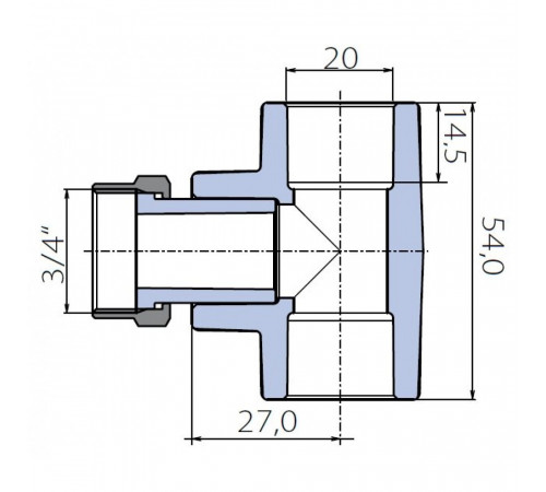 Тройник Ekoplastik20x3/4x20 с накидной гайкой