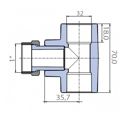 Тройник Ekoplastik 32x1x32 с накидной гайкой