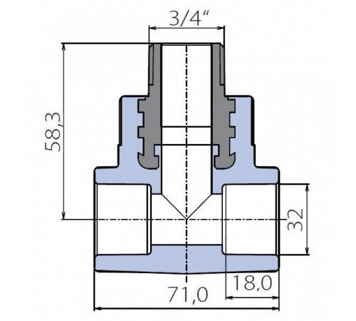Тройник Ekoplastik 32x3/4x32 наружная резьба