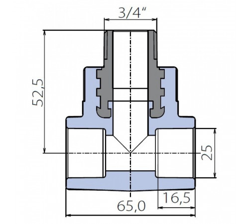 Тройник Ekoplastik 25x3/4x25 наружная резьба