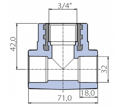 Тройник Ekoplastik 32x3/4x32 внутренняя резьба