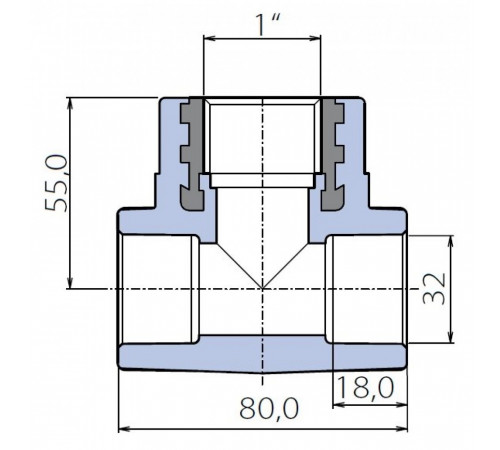Тройник Ekoplastik 32x1x32 внутренняя резьба