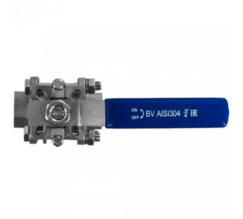 Кран шаровый муфтовый под привод нержавеющий (3PC), AISI304 DN20 (3/4