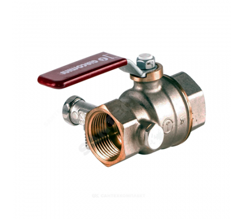 Кран шаровой латунь со спускником R910S никель Ду 40 Ру35 ВР G1