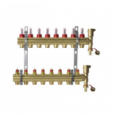 Группа коллекторная латунь FHF-F set 1" ВР/ВР 8 вых 3/4" НР с расходомерами Danfoss 088U0728