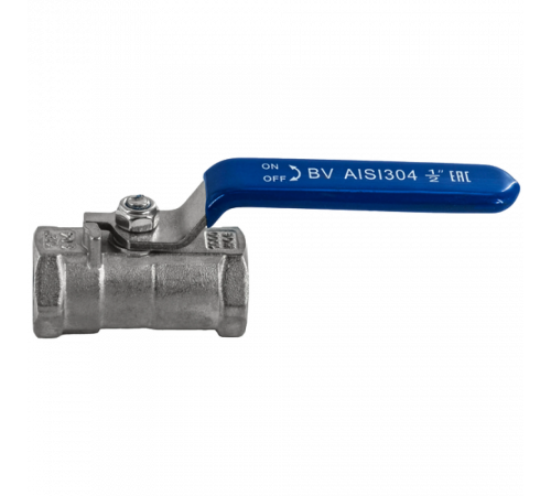 Кран шаровый муфтовый стандартнопроходной нержавеющий (1PC), AISI304 DN15 (1/2