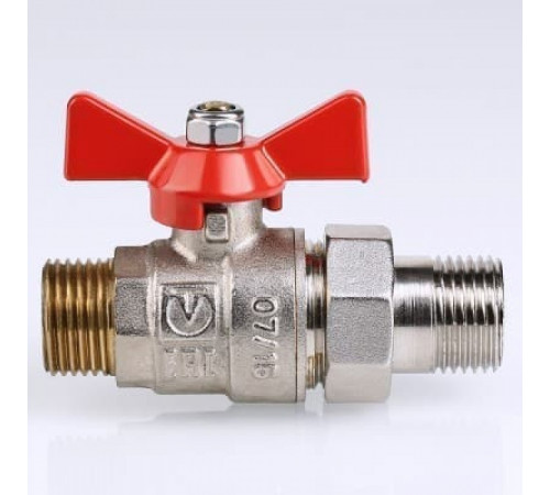 Кран шаровой VALTEC BASE бабочка с полусгоном (американкой) и наружной резьбой 1/2'