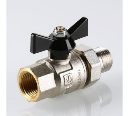 Кран шаровой усиленный VALTEC PERFECT с полусгоном (американкой) , бабочка 1'