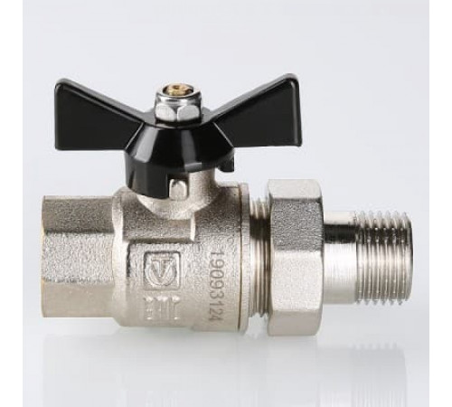 Кран шаровой усиленный VALTEC PERFECT с полусгоном (американкой) , бабочка 3/4'