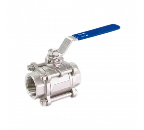 Кран шаровый муфтовый трёхсоставной нержавеющий (3PC), AISI316 DN20 (3/4