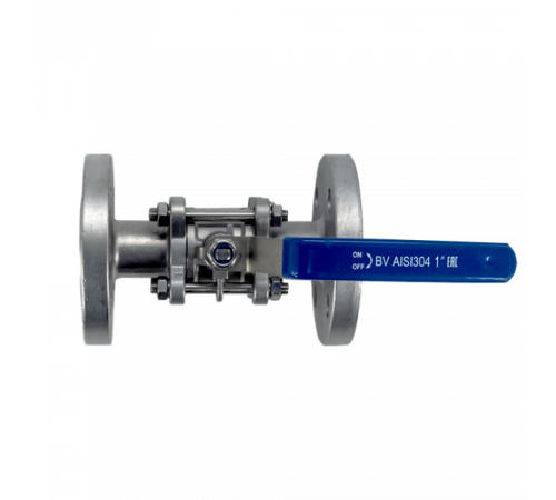 Кран шаровый фланцевый трехсоставной нержавеющий (3PC), AISI304 DN25 (1