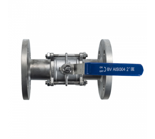 Кран шаровый фланцевый трехсоставной нержавеющий (3PC), AISI304 DN50 (2