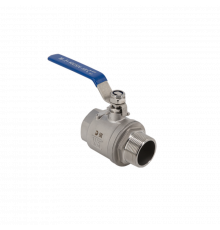 Кран шаровый муфтовый двусоставной ВР/НР нержавеющий (2PC), AISI304 DN40 (1_1/2"), (CF8), PN40