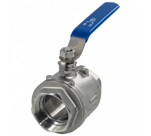 Кран шаровый муфтовый двусоставной нержавеющий (2PC), AISI316 DN50 (2