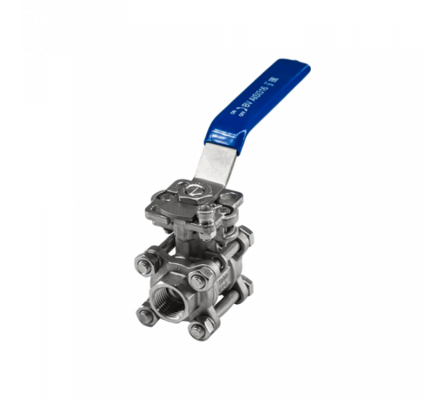Кран шаровый муфтовый под привод нержавеющий (3PC), AISI316 DN15 (1/2