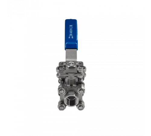 Кран шаровый муфтовый под привод нержавеющий (3PC), AISI316 DN15 (1/2