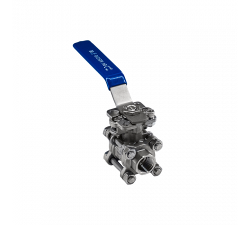 Кран шаровый муфтовый под привод нержавеющий (3PC), AISI316 DN15 (1/2
