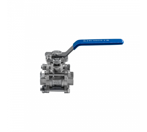 Кран шаровый муфтовый под привод нержавеющий (3PC), AISI316 DN15 (1/2