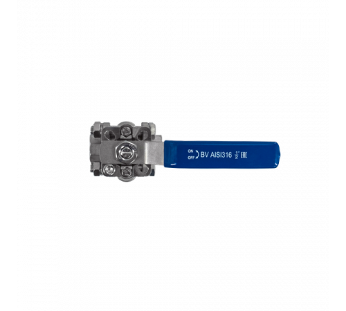 Кран шаровый муфтовый под привод нержавеющий (3PC), AISI316 DN15 (1/2