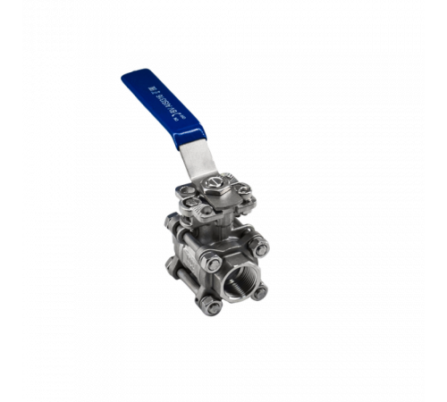 Кран шаровый муфтовый под привод нержавеющий (3PC), AISI316 DN20 (3/4