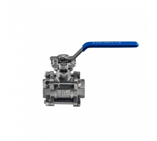 Кран шаровый муфтовый под привод нержавеющий (3PC), AISI316 DN20 (3/4