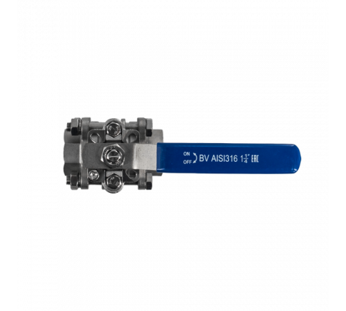 Кран шаровый муфтовый под привод нержавеющий (3PC), AISI316 DN32 (1_1/4