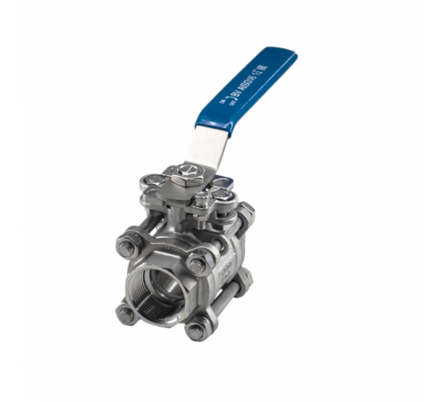 Кран шаровый муфтовый под привод нержавеющий (3PC), AISI316 DN32 (1_1/4