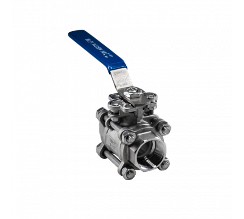 Кран шаровый муфтовый под привод нержавеющий (3PC), AISI316 DN32 (1_1/4