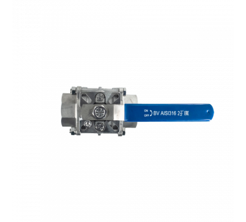 Кран шаровый муфтовый под привод нержавеющий (3PC), AISI316 DN65 (2_1/2