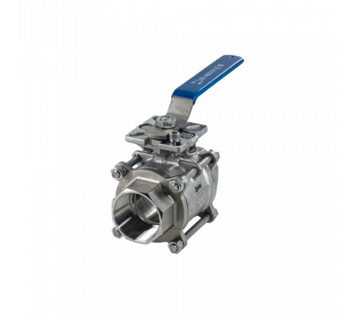 Кран шаровый муфтовый под привод нержавеющий (3PC), AISI316 DN65 (2_1/2