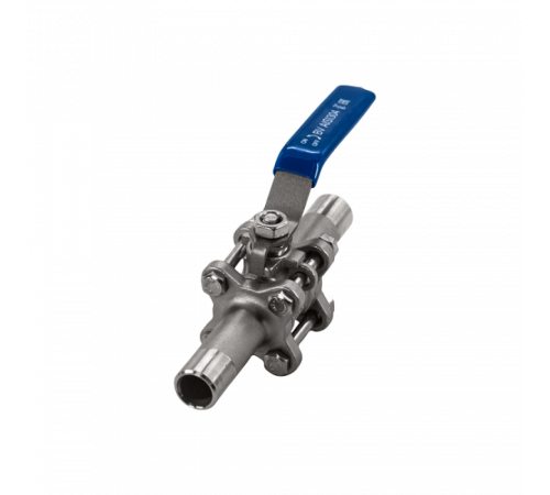 Кран шаровый приварной трехсоставной нержавеющий (3PC), AISI304 DN10 (3/8