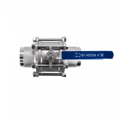 Кран шаровый приварной трехсоставной нержавеющий (3PC), AISI304 DN 100 (4