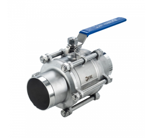 Кран шаровый приварной трехсоставной нержавеющий (3PC), AISI304 DN 100 (4
