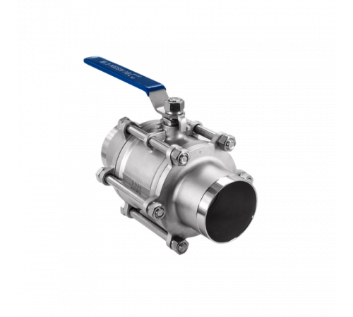 Кран шаровый приварной трехсоставной нержавеющий (3PC), AISI304 DN 100 (4
