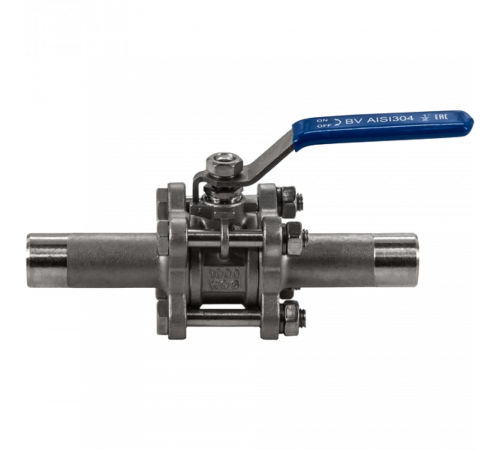Кран шаровый приварной трехсоставной нержавеющий (3PC), AISI304 DN15 (1/2