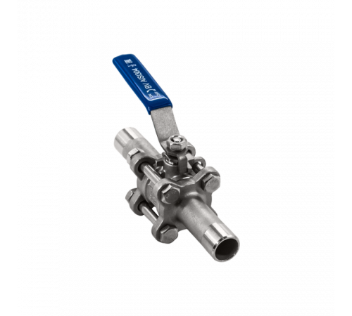 Кран шаровый приварной трехсоставной нержавеющий (3PC), AISI304 DN15 (1/2
